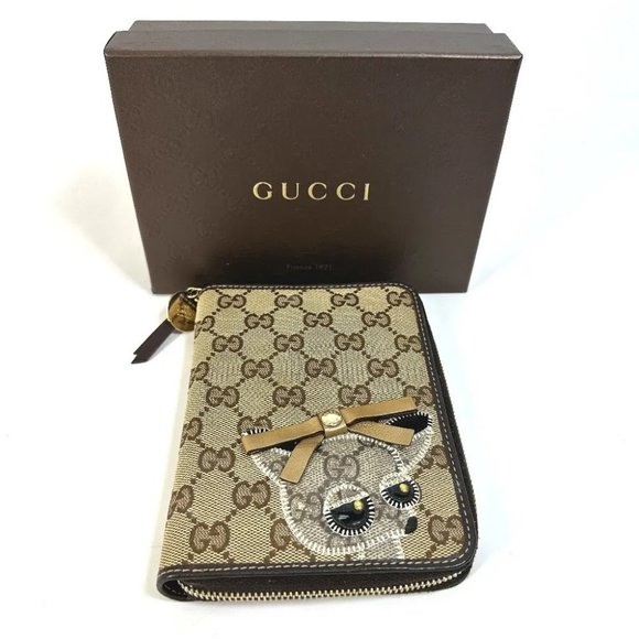 Auth GUCCI 233152 GG Gutchori Chihuahua Stationery Zip Around Notebook cover Bro - Picture 1 of 12